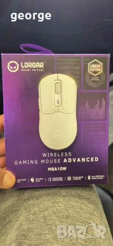 Гейминг мишка Lorgar - MSA10W, оптична, безжична, черна - нова