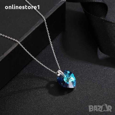 Сребърно колие - Сърце Сваровски Код: BKJ120, снимка 4 - Колиета, медальони, синджири - 32796651