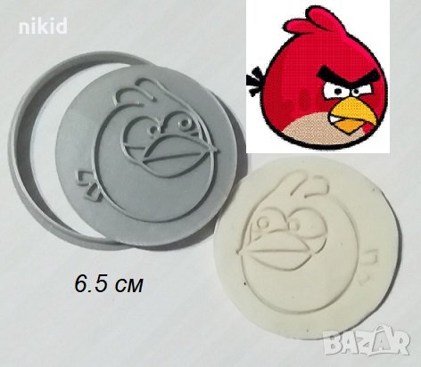 Angry Birds енгри бърдс Пластмасов резец форма за тесто бисквитки фондан, снимка 1 - Форми - 32279558