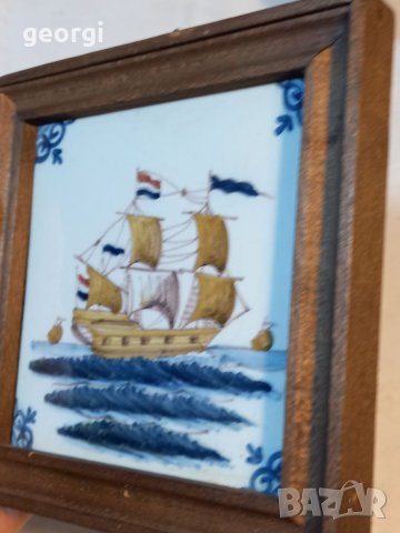 Холандско порцеланово пано за стена кораб, снимка 2 - Декорация за дома - 40835267