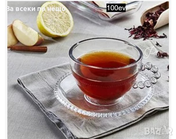 Луксозен Сервиз от 6 броя йенски чаши за чай или кафе с декорация French  days, снимка 4 - Сервизи - 43785055