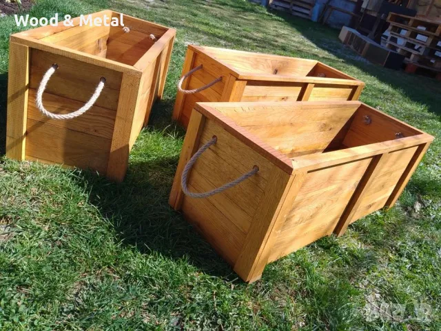 дървени кашпи, снимка 2 - Саксии и кашпи - 50281054