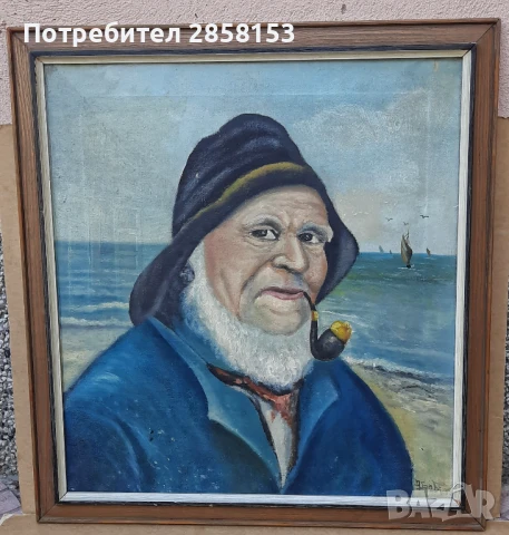 Картина портрет  на старец с лула,маслени бои на платно, снимка 3 - Картини - 50910032