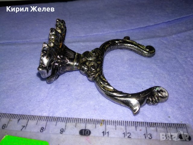 Стар РЕТРО ОРНАМЕНТИРАН СРЕБРИСТ МЕТАЛЕН ОРНАМЕНТ / ДРЪЖКА от СТАРИННА МЕБЕЛ или ДРУГО 41289, снимка 9 - Други ценни предмети - 43588111