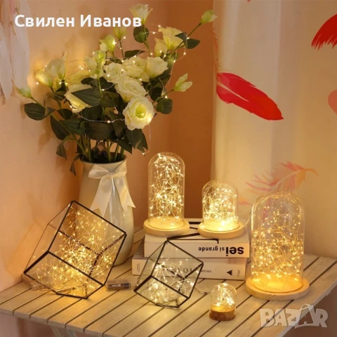 Мини LED /диодни/ лампички на батерии - 3 метра.Водоустойчиви - подходящи за външно и вътрешно ползв, снимка 2 - Лед осветление - 51390280