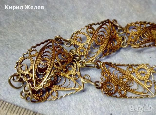 СТАРИННА ПОЗЛАТЕНА ФИЛИГРАННА СРЕБЪРНА ГРИВНА СРЕБРО 925 РЪЧНА МАЙСТОРСКА ФИНА РЕТРО ИЗРАБОТКА 47942, снимка 4 - Антикварни и старинни предмети - 48467795