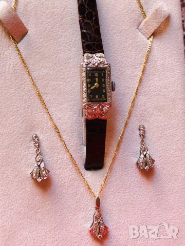 Обеци и медальон от платина с диаманти Злато Платина Диаманти Бижута, снимка 8 - Обеци - 23308193