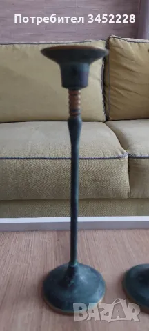 свещници месинг два броя за ценители височина 25см , снимка 2 - Други - 49138605