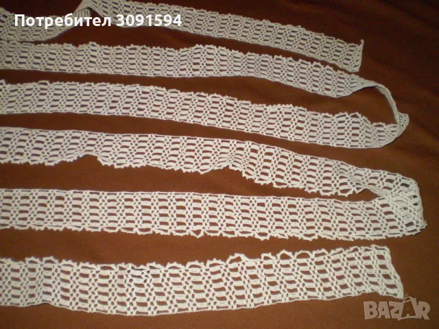 Реколта от 1930 г. Ретро ръчно плетена памучна лента 3 см х502 см, снимка 4 - Други ценни предмети - 48436320