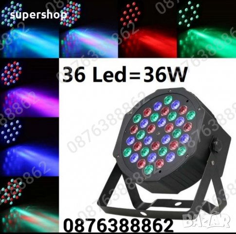 LED мини диско парти,прожектор,лампа,проектор, 36 Led,RGB, снимка 3 - Прожектори - 38905807