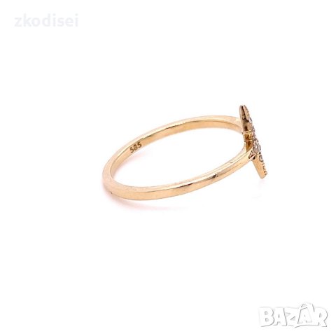 Златен дамски пръстен 1,36гр. размер:54 14кр. проба:585 модел:21897-2, снимка 2 - Пръстени - 44134026