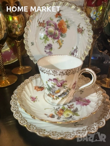 Circa 1894 наличие на няколко великолепни тройни сета съвместимост на чашката около 175 мл, , снимка 9 - Антикварни и старинни предмети - 52612675