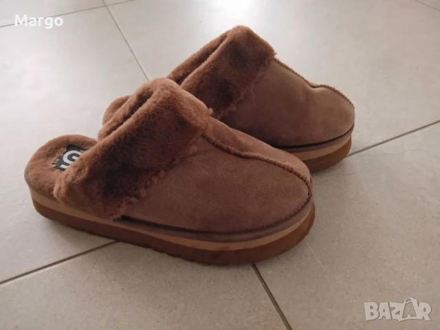 Обувки карамел кафяви 39 40 апрески с козина, снимка 3 - Дамски апрески - 52899942