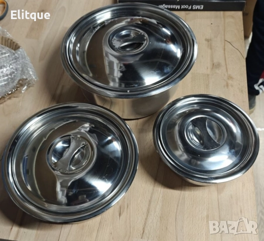 Комплект купи с капак в различни размери от неръждаема стомана - 3 бр., снимка 2 - Други - 52743925