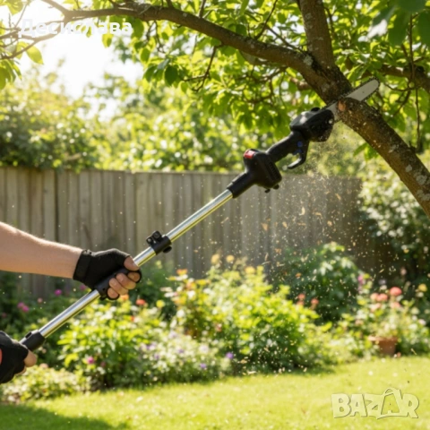 Акумулаторен мини верижен трион с телескопичен прът 21V , снимка 2 - Градинска техника - 53136300