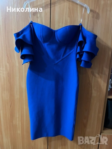 Бандажна рокля в турско синьо , снимка 4 - Рокли - 52047607