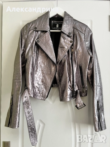Дамско сребърно яке от естествена кожа , снимка 2 - Якета - 51944649