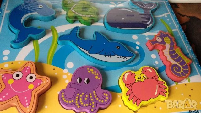 Дървен пъзел,морско дъно,9 части