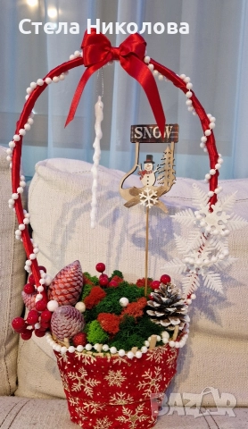 Ръчно изработени Коледни свещници и декорации със скандинавски мъх, снимка 14 - Декорация за дома - 52639912