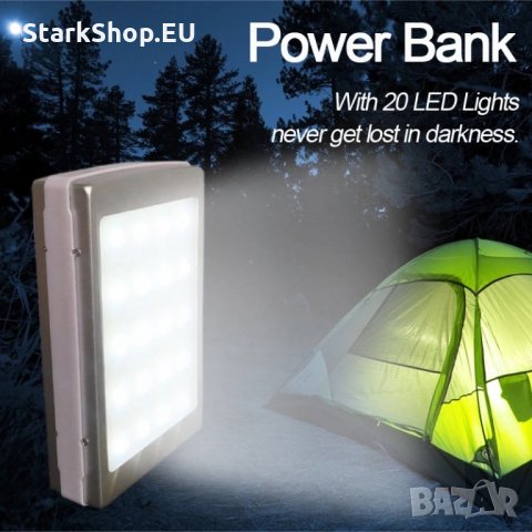 Соларна външна батерия power bank 60000mah с led фенер телефон iphone, снимка 3 - Външни батерии - 27873367