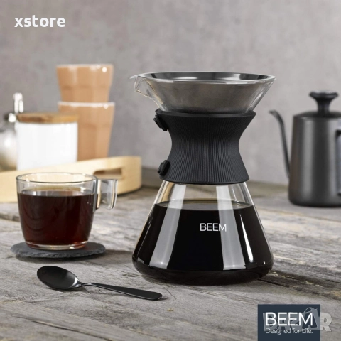 Стъклена кана с метален филтър BEEM Classic Selection Pour Over (до 6 чаши)