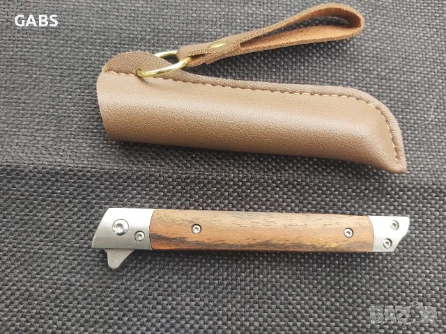 Сгъваем джобен нож M390 с дървена дръжка и кания, снимка 3 - Ножове - 49333758