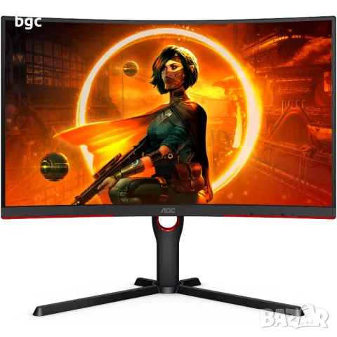 НОВ МОНИТОР AOC 27", VA, Извит, Full HD, 165Hz, 1ms, DisplayPort FreeSync Premium, Черен/Червен, C2 , снимка 1 - Монитори - 48877115