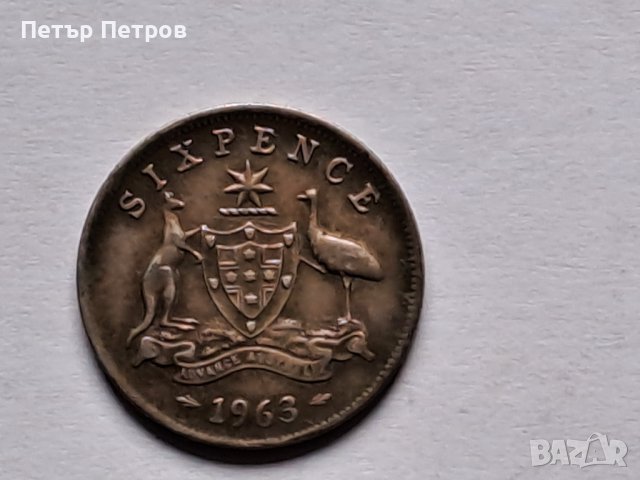 продавам сребърна монета 6 пенса 1963г Австралия