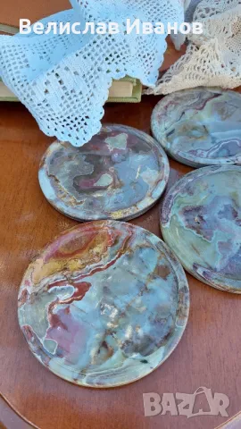 Подложки за чаши от оникс. 5 броя. перфектно състояние., снимка 6 - Антикварни и старинни предмети - 47737951