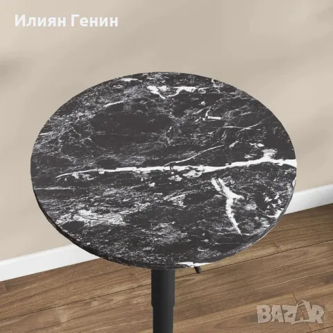 Бар маса HOMCOM за 2 души, регулируема височина, мраморен вид, 60 x 60 x 68-93.5 см, черна , снимка 8 - Маси - 50364623