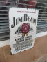 Метална табела уиски бърбън Jim Beam Bourbon бял етикет печат декорация бар, снимка 2
