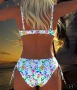 Летен Трендов Комплект от Две Части с Цялостен Принт на цветни пеперуди- Елегантен, Секси Бикини , снимка 4
