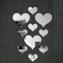 10 броя Огледални сребристи стикери Сърце 