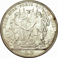 Монета Швейцария 5 Франка 1876 г Кантон Лозана aUNC, снимка 1 - Нумизматика и бонистика - 38696313