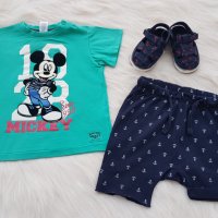 Тениска Мики Маус и къси панталонки 12-18 месеца , снимка 8 - Комплекти за бебе - 33257386
