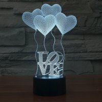 Холограмна LED лампа CREATIVE 3D Love Сърца, снимка 1 - Други - 38094355