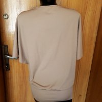 Бежова блуза с оголени рамене и къси ръкави тип пеперуда М, снимка 3 - Туники - 32844164