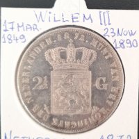 Монета Нидерландия 2 1/2 Гулдена 1872 г Виллем III, снимка 2 - Нумизматика и бонистика - 40503560
