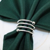 Комплект 6 броя пръстени за салфетки от плат сребрист цвят, снимка 4 - Други - 43891613