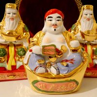 Китайска порцеланова фигура Лу-син,злато,фън шуй. , снимка 15 - Статуетки - 38492183