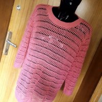 Коралова блуза плетка на дупки Л/ХЛ, снимка 1 - Блузи с дълъг ръкав и пуловери - 26741244