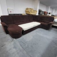 Кафяв ъглов диван от плат с функция сън "PP-QL11014", снимка 2 - Дивани и мека мебел - 39970871