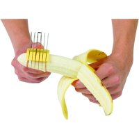 Функционална стоманена резачка за банани, резачка за плодове с ергономична дръжка, снимка 2 - Аксесоари за кухня - 43773284
