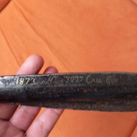 Стара абаджийска ножица със златни набивки 1873 г Сливен , снимка 2 - Антикварни и старинни предмети - 39473853