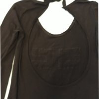 Черна блуза с камъни маркова CELIN в. Много красива , ефектна, гол гръб, връзване зад врата , снимка 10 - Ризи - 37445087
