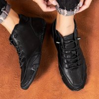 Мъжки ежедневни обувки с връзки от изкуствена кожа с топла подплата, 6цвята - 023, снимка 12 - Мъжки боти - 43090919