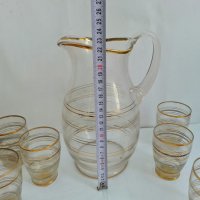 Стъклена кана и чаши  53г, снимка 7 - Антикварни и старинни предмети - 27012333