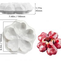 3D 5 Диамантени сърца цвете силиконов молд форма за кекс десерт сладкиш, снимка 1 - Други - 28603664