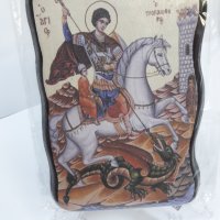Луксозна икона на платно на Свети Георги Победоносец- Мат вариант Пастел., снимка 3 - Икони - 40528066