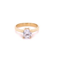 Златен дамски пръстен 3,79гр. размер:55 14кр. проба:585 модел:21885-5, снимка 1 - Пръстени - 44086086